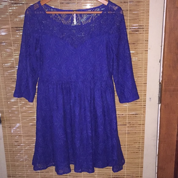 Free People Cobalt Blue Shake It Up Lace Dress SP - Picture 2 of 8